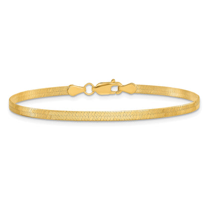 7 Inch 10K Yellow Gold 3mm Silky Herringbone Chain Bracelet