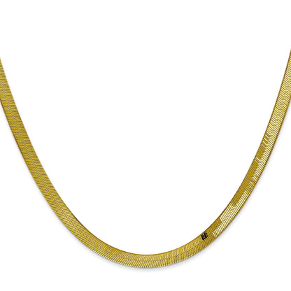 24 Inch 10K Yellow Gold 4mm Silky Herringbone Chain Necklace