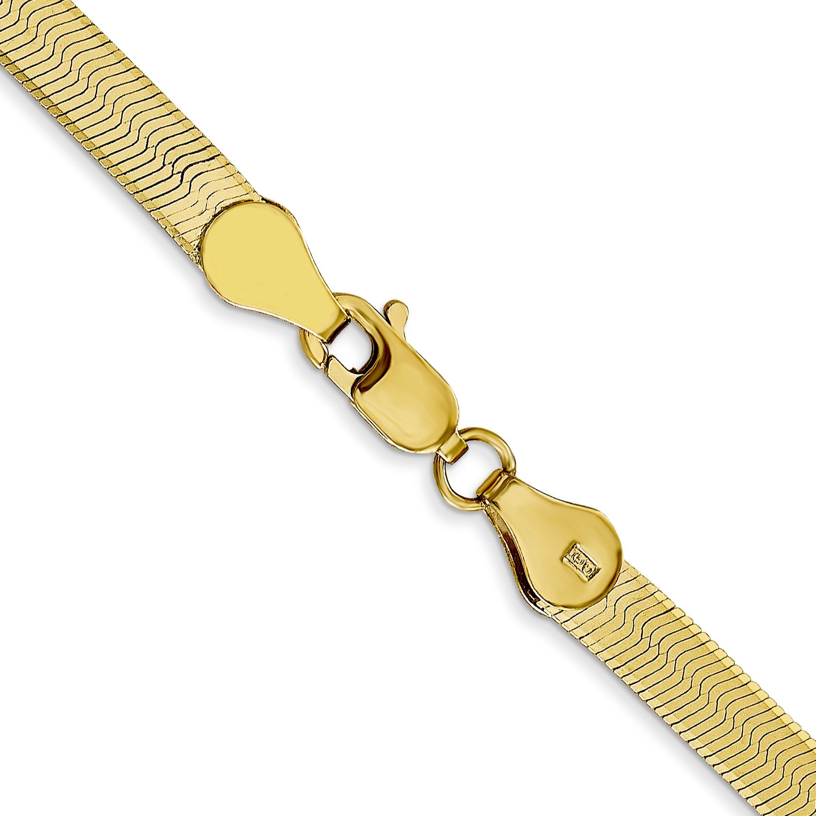 24 Inch 10K Yellow Gold 4mm Silky Herringbone Chain Necklace