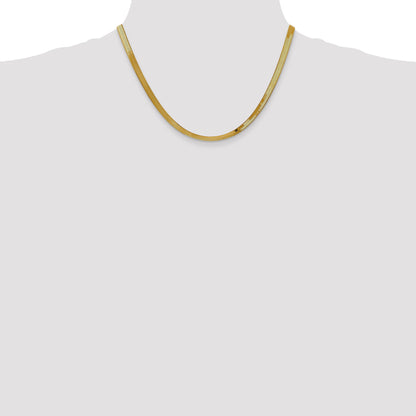 18 Inch 10K Yellow Gold 4mm Silky Herringbone Chain Necklace