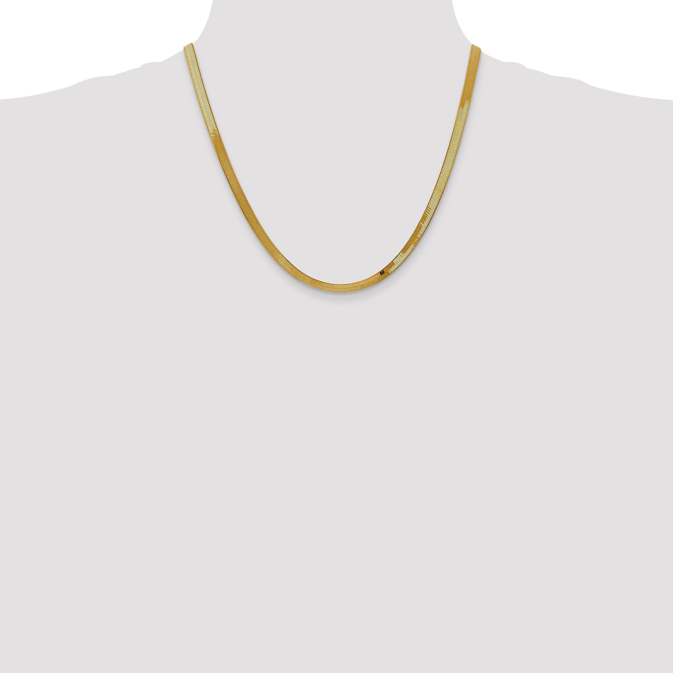 2 Inch 10K Yellow Gold 4mm Silky Herringbone Chain Necklace