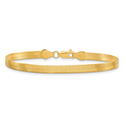 9 Inch 10K Yellow Gold 4mm Silky Herringbone Chain Bracelet