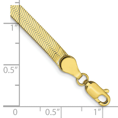 7 Inch 10K Yellow Gold 4mm Silky Herringbone Chain Bracelet