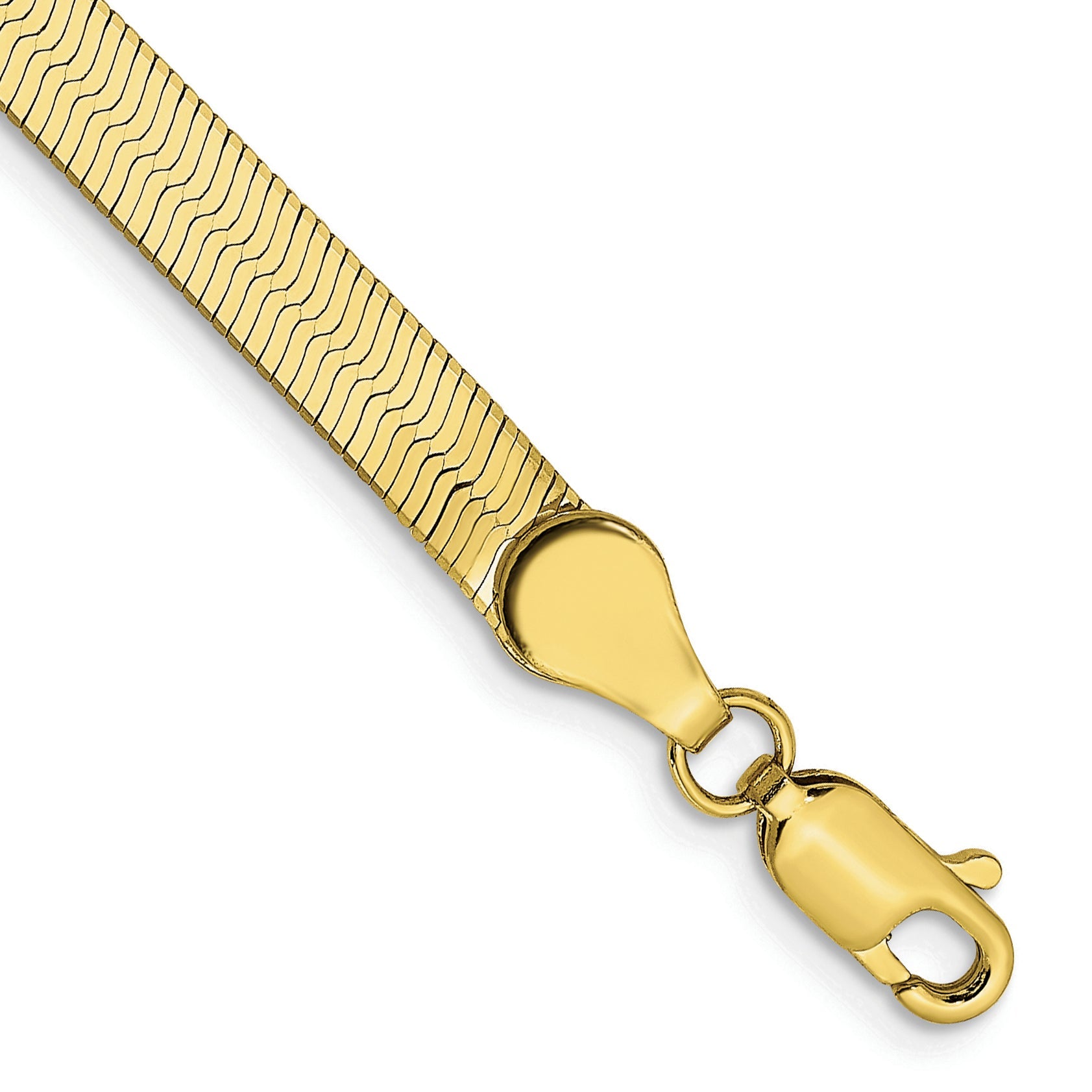 7 Inch 10K Yellow Gold 4mm Silky Herringbone Chain Bracelet