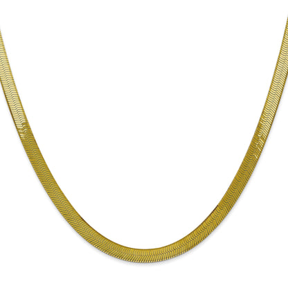 24 Inch 10K Yellow Gold 5mm Silky Herringbone Chain Necklace