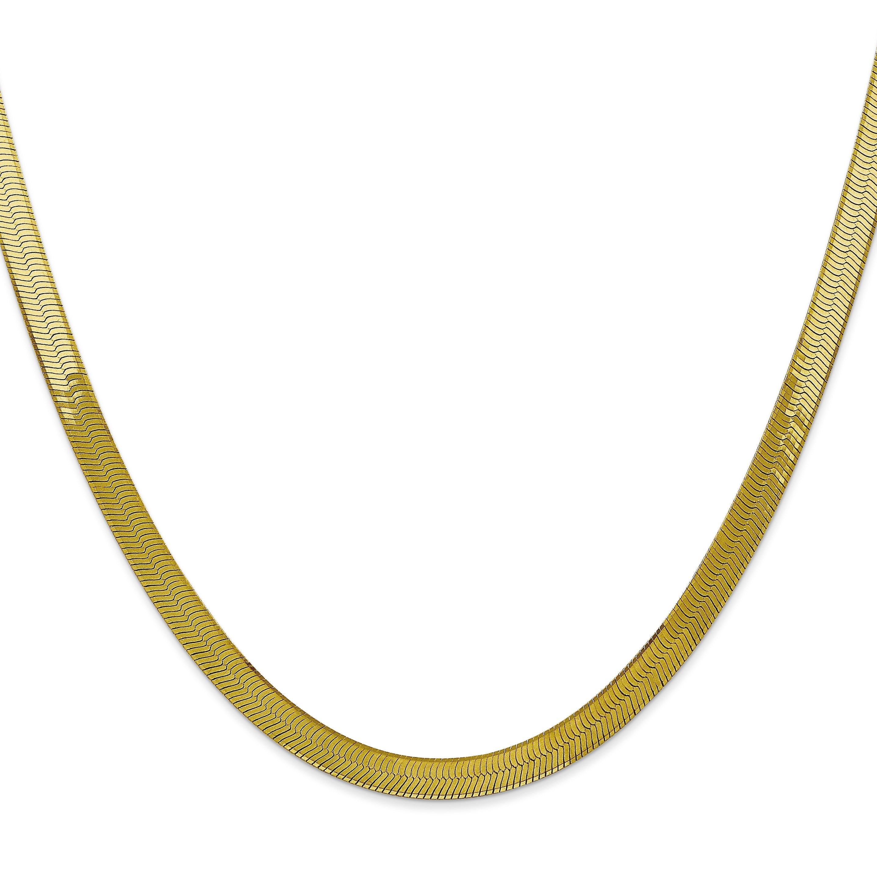 2 Inch 10K Yellow Gold 5mm Silky Herringbone Chain Necklace