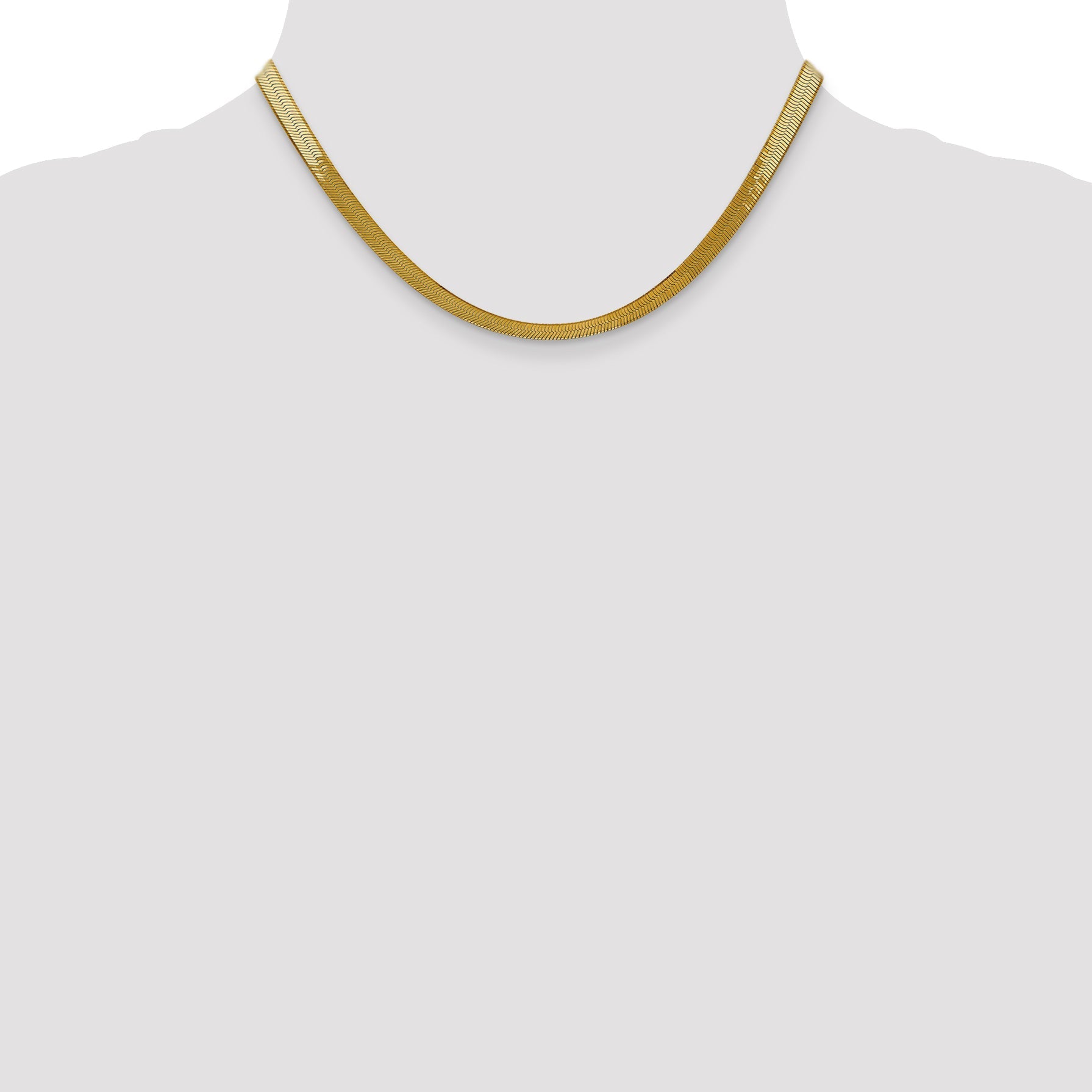 16 Inch 10K Yellow Gold 5mm Silky Herringbone Chain Necklace