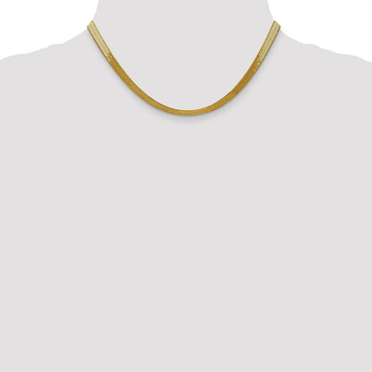 16 Inch 10K Yellow Gold 5mm Silky Herringbone Chain Necklace