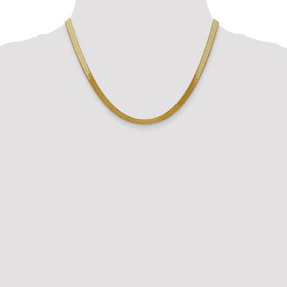 18 Inch 10K Yellow Gold 5mm Silky Herringbone Chain Necklace
