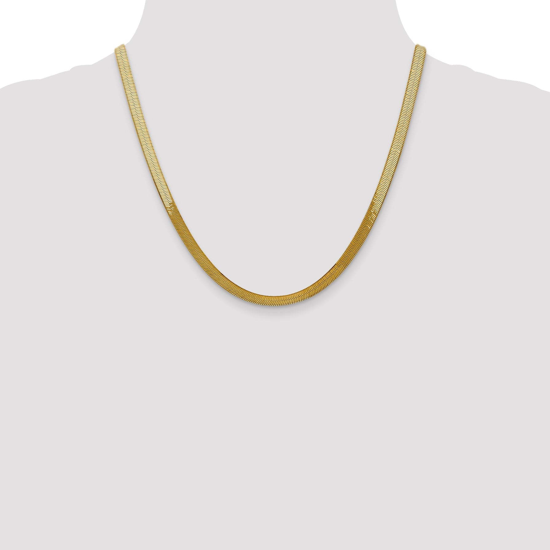 2 Inch 10K Yellow Gold 5mm Silky Herringbone Chain Necklace