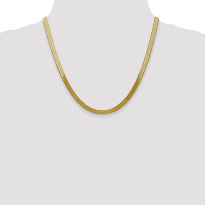 2 Inch 10K Yellow Gold 5mm Silky Herringbone Chain Necklace