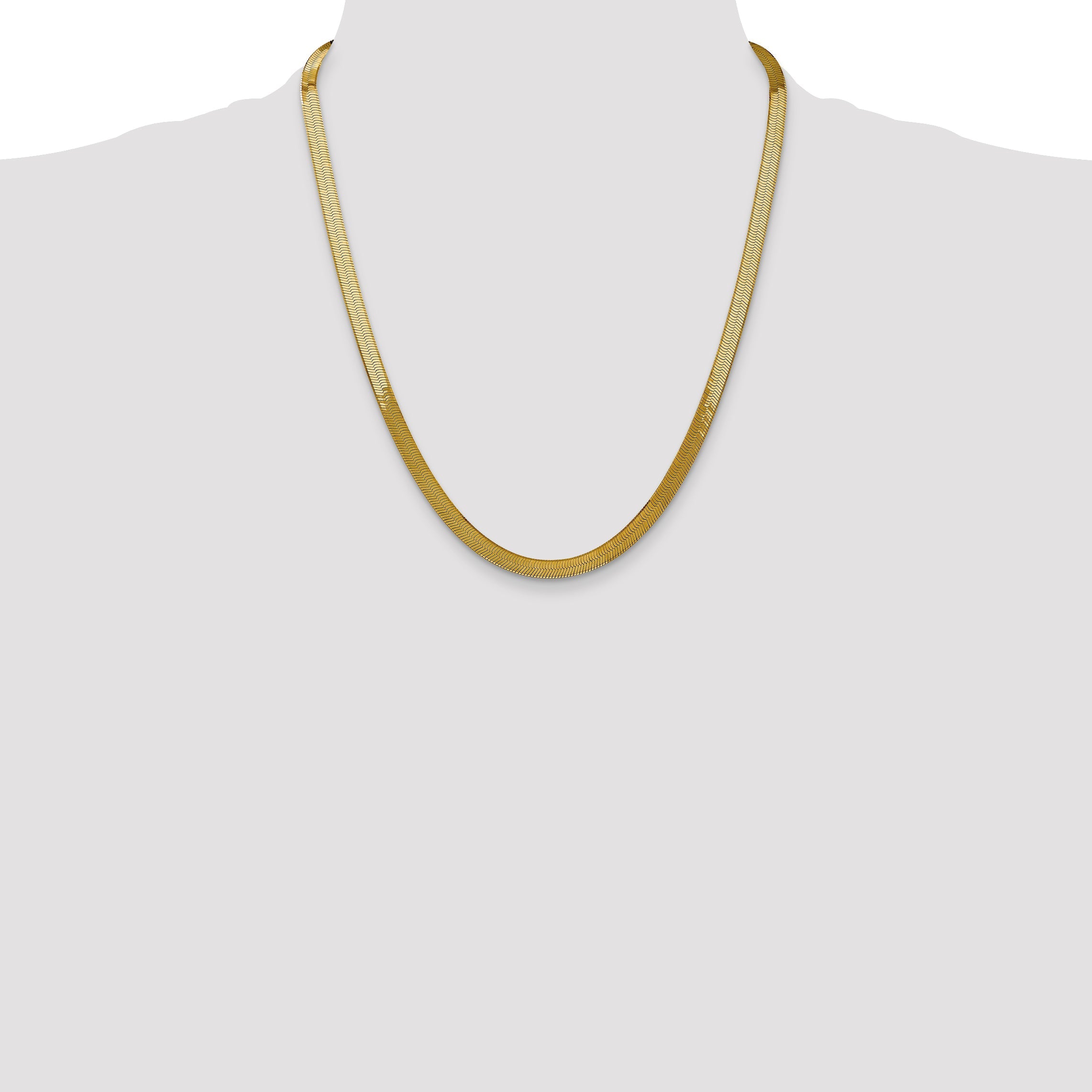 22 Inch 10K Yellow Gold 5mm Silky Herringbone Chain Necklace