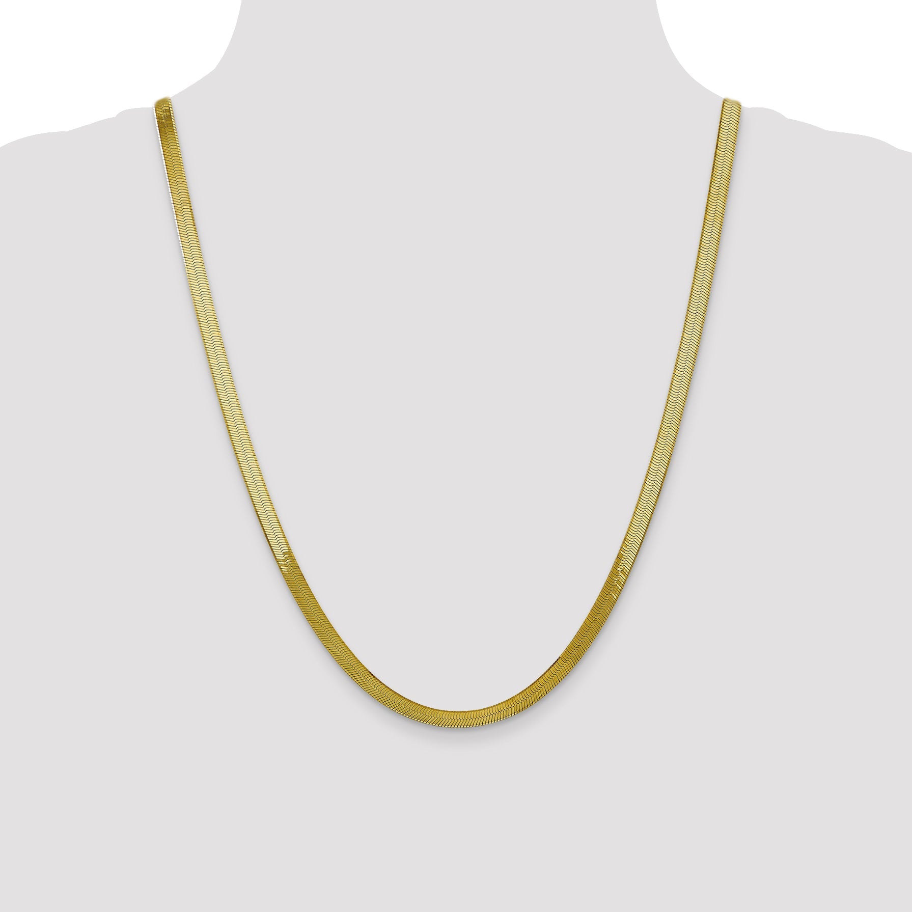 24 Inch 10K Yellow Gold 5mm Silky Herringbone Chain Necklace