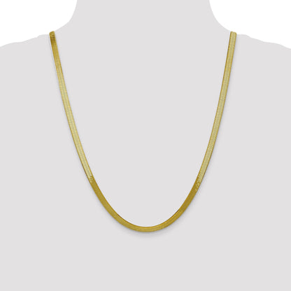 24 Inch 10K Yellow Gold 5mm Silky Herringbone Chain Necklace