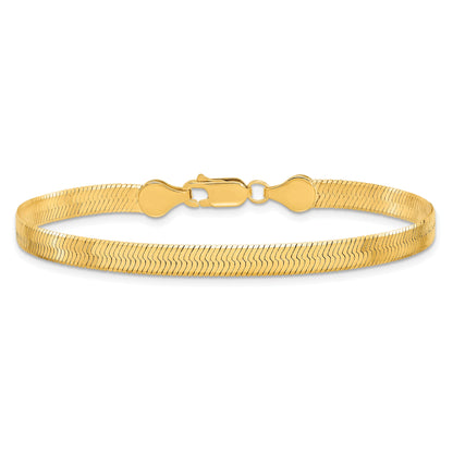 7 Inch 10K Yellow Gold 5mm Silky Herringbone Chain Bracelet
