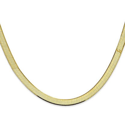 22 Inch 10K Yellow Gold 5.5mm Silky Herringbone Chain Necklace