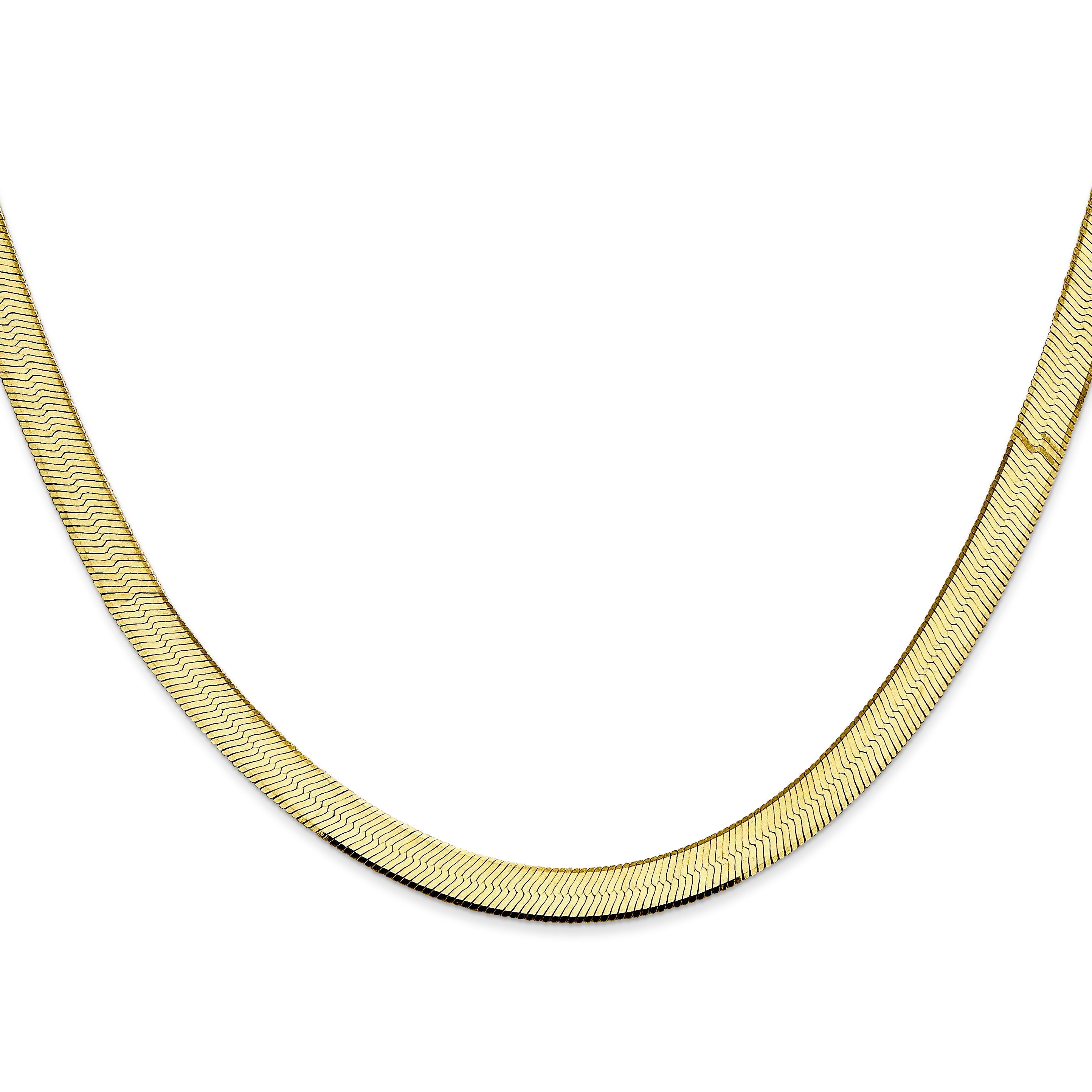 24 Inch 10K Yellow Gold 5.5mm Silky Herringbone Chain Necklace
