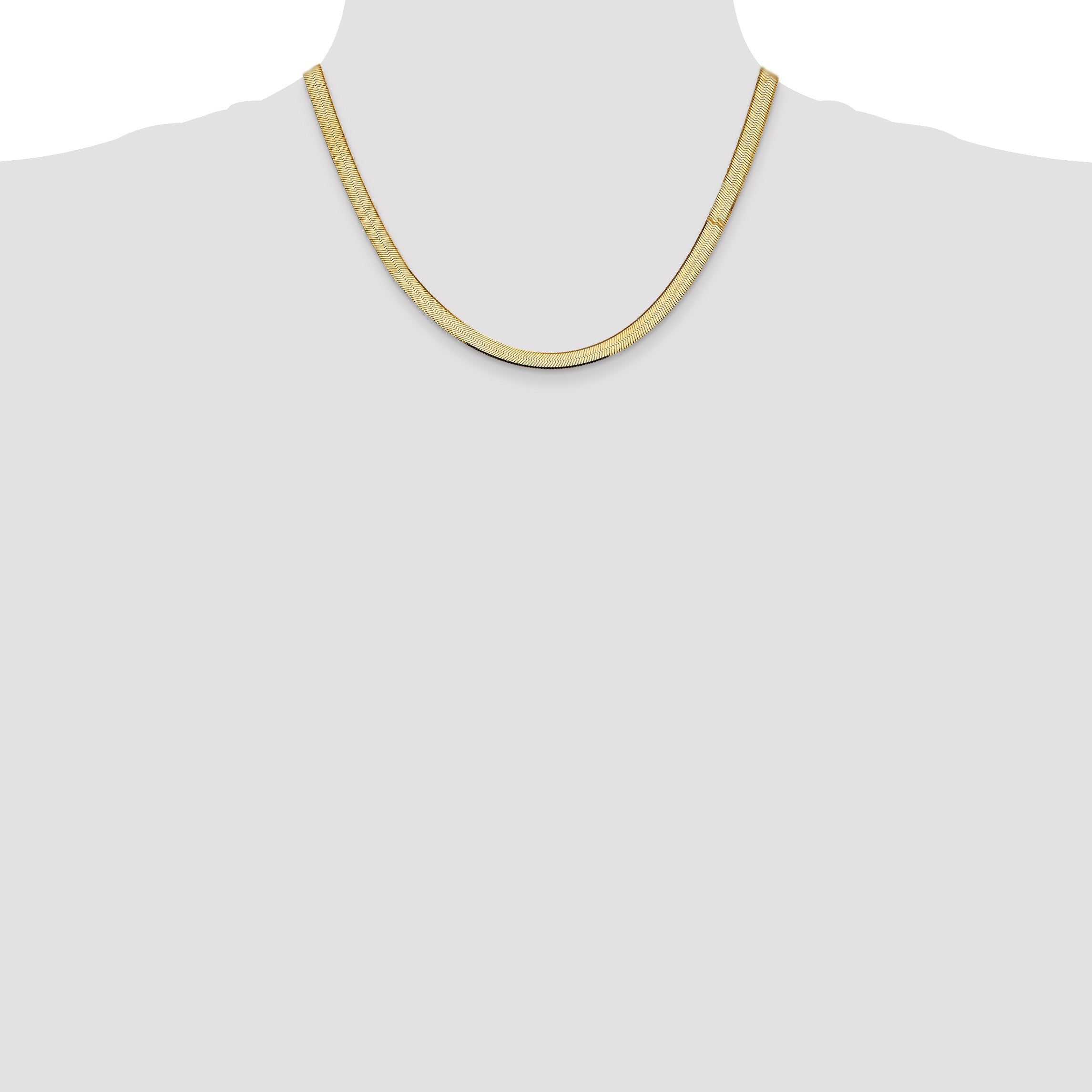 18 Inch 10K Yellow Gold 5.5mm Silky Herringbone Chain Necklace