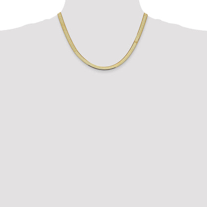 18 Inch 10K Yellow Gold 5.5mm Silky Herringbone Chain Necklace