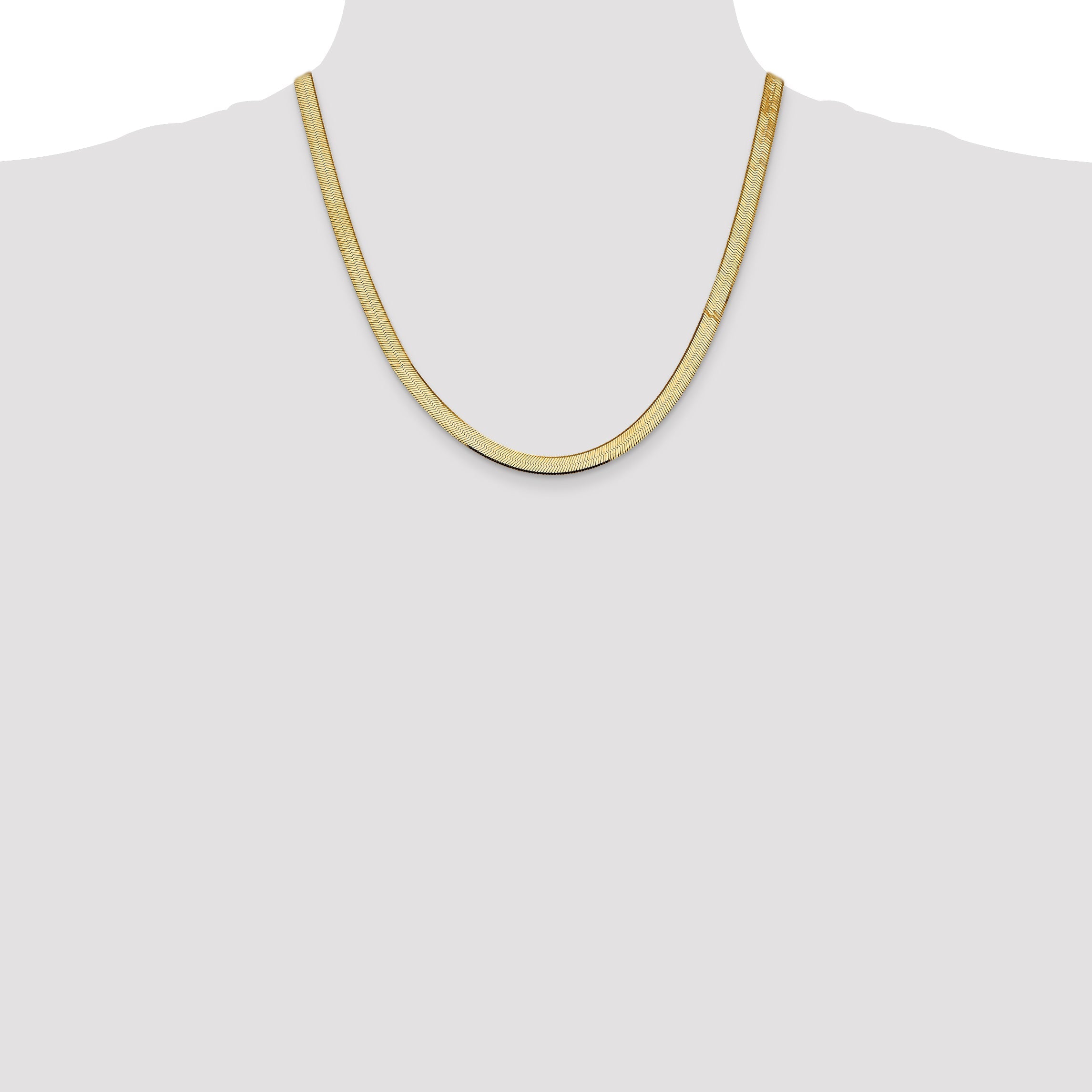 2 Inch 10K Yellow Gold 5.5mm Silky Herringbone Chain Necklace