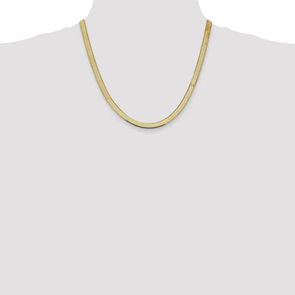2 Inch 10K Yellow Gold 5.5mm Silky Herringbone Chain Necklace
