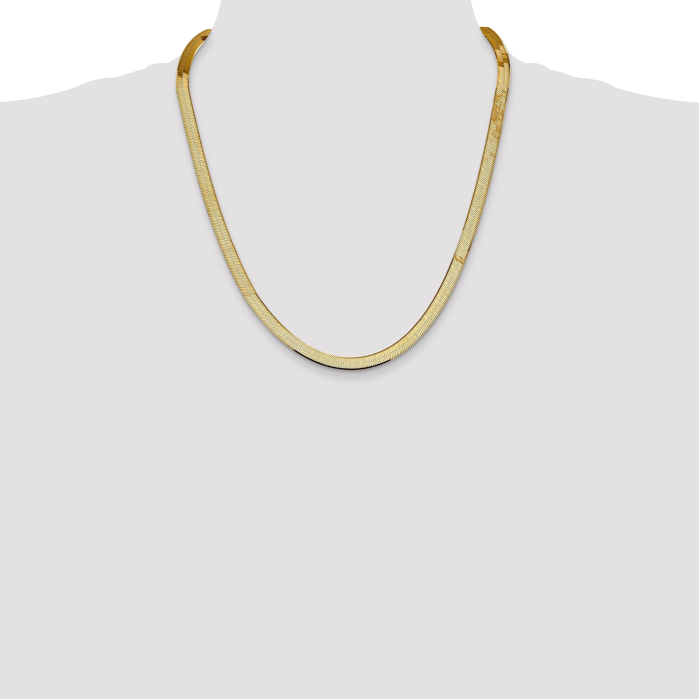 22 Inch 10K Yellow Gold 5.5mm Silky Herringbone Chain Necklace