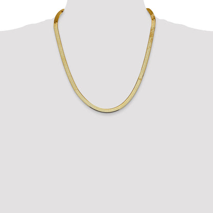 22 Inch 10K Yellow Gold 5.5mm Silky Herringbone Chain Necklace