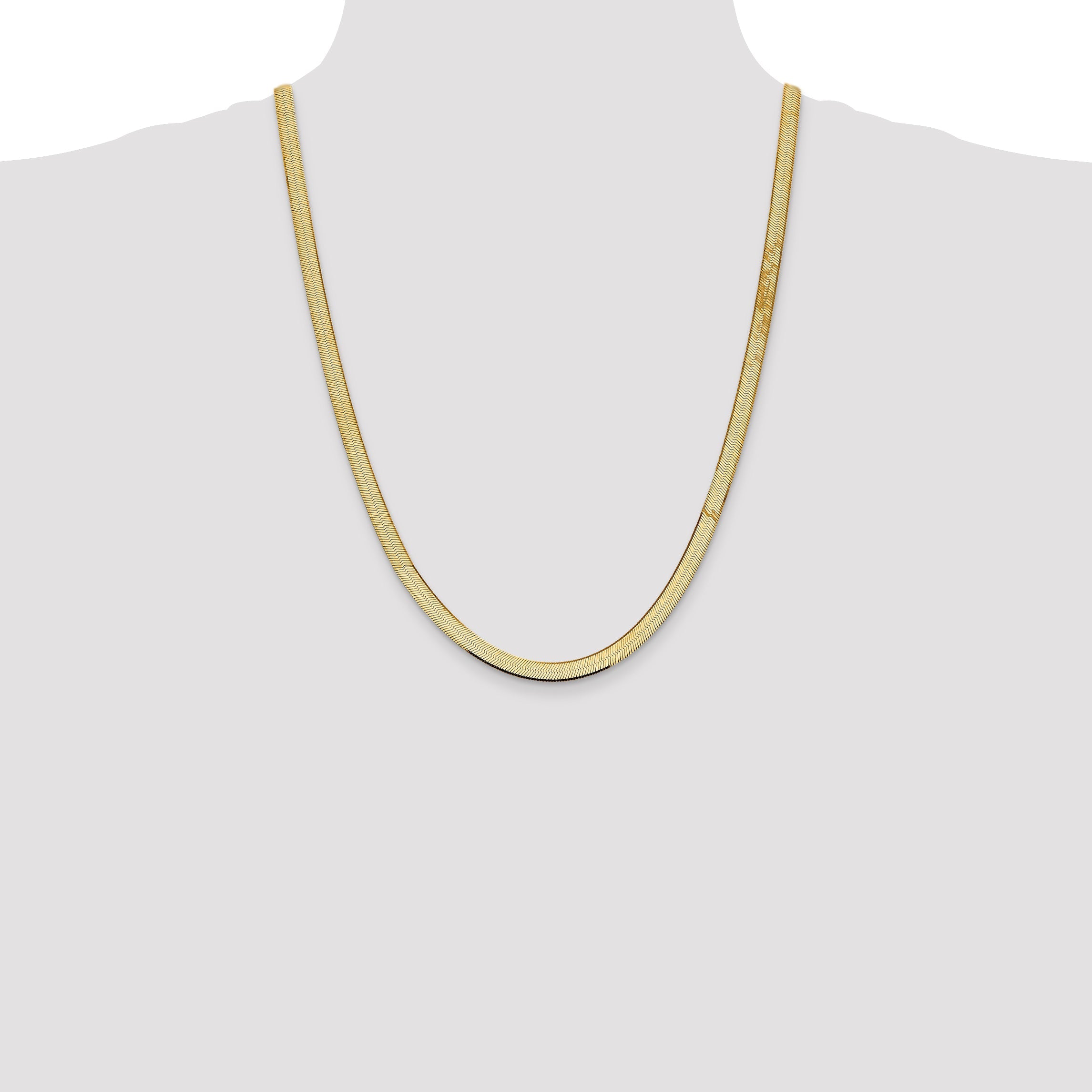 24 Inch 10K Yellow Gold 5.5mm Silky Herringbone Chain Necklace