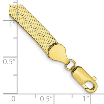 7 Inch 10K Yellow Gold 5.5mm Silky Herringbone Chain Bracelet
