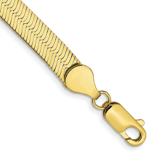 8 Inch 10K Yellow Gold 5.5mm Silky Herringbone Chain Bracelet