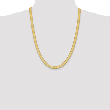 24 Inch 10K Yellow Gold 10K 6.5mm Silky Herringbone Chain Necklace