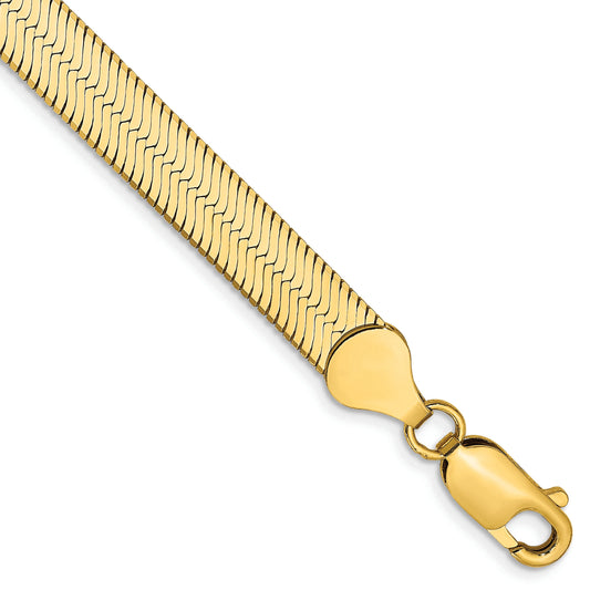 8 Inch 10K Yellow Gold 10K 6.5mm Silky Herringbone Chain Bracelet