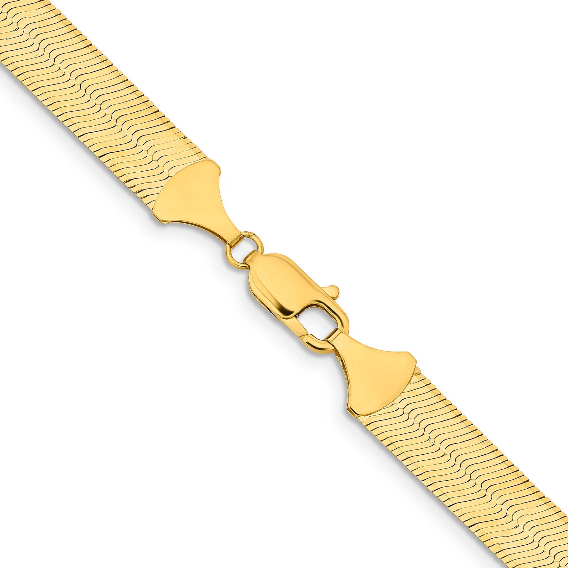 2 Inch 10K Yellow Gold 10K 10mm Silky Herringbone Chain Necklace