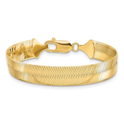 7 Inch 10K Yellow Gold 10K 10mm Silky Herringbone Chain Bracelet