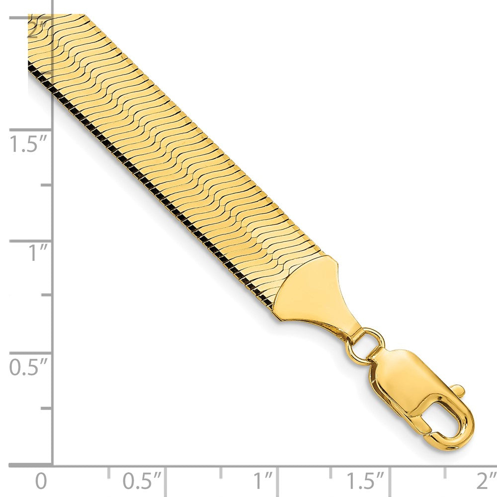 7 Inch 10K Yellow Gold 10K 10mm Silky Herringbone Chain Bracelet