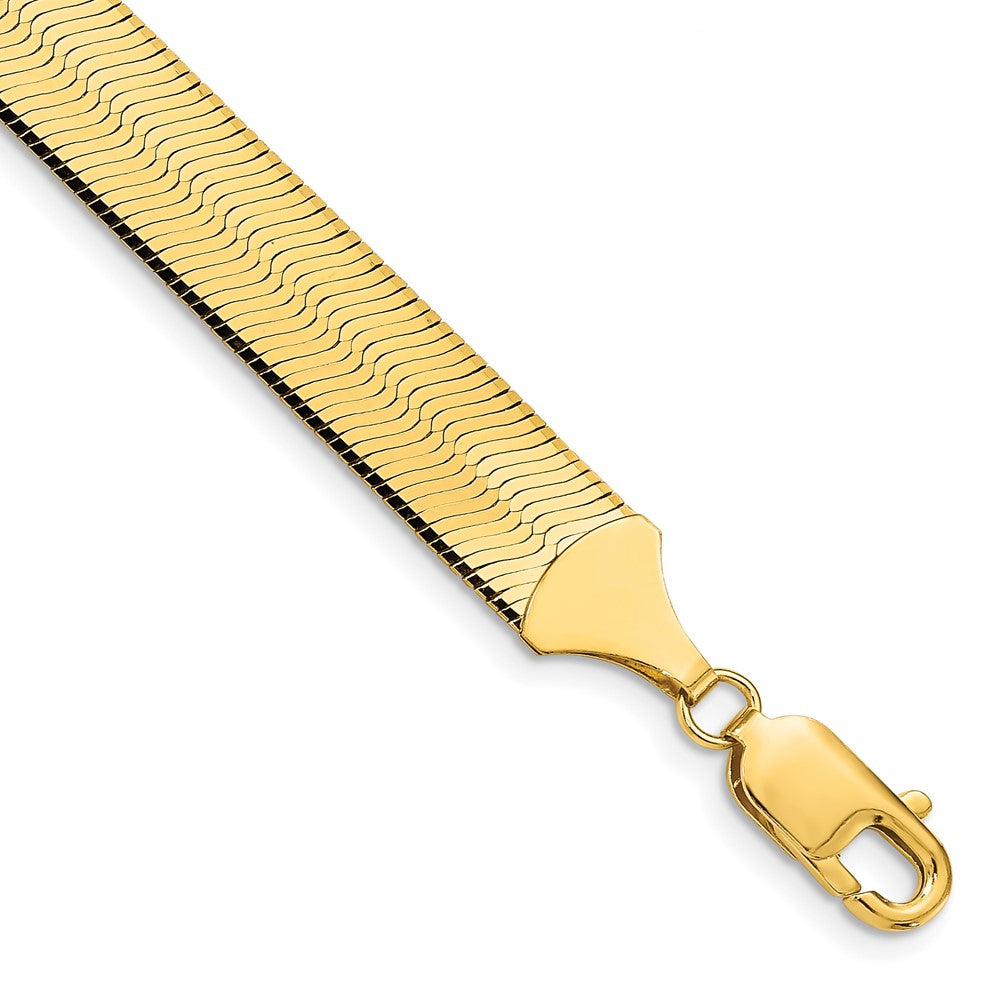 7 Inch 10K Yellow Gold 10K 10mm Silky Herringbone Chain Bracelet
