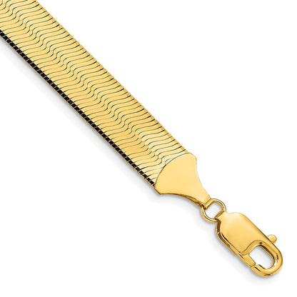 7 Inch 10K Yellow Gold 10K 10mm Silky Herringbone Chain Bracelet