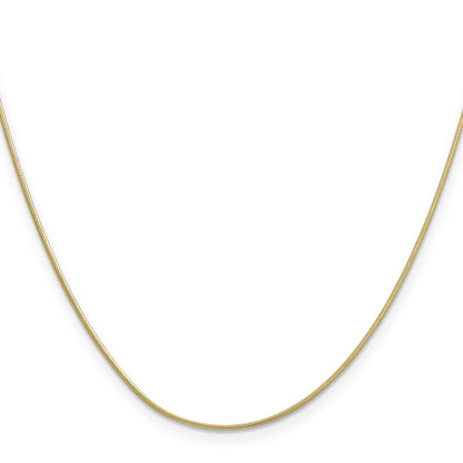 2 Inch 10K Yellow Gold .9mm Round Snake Chain Necklace