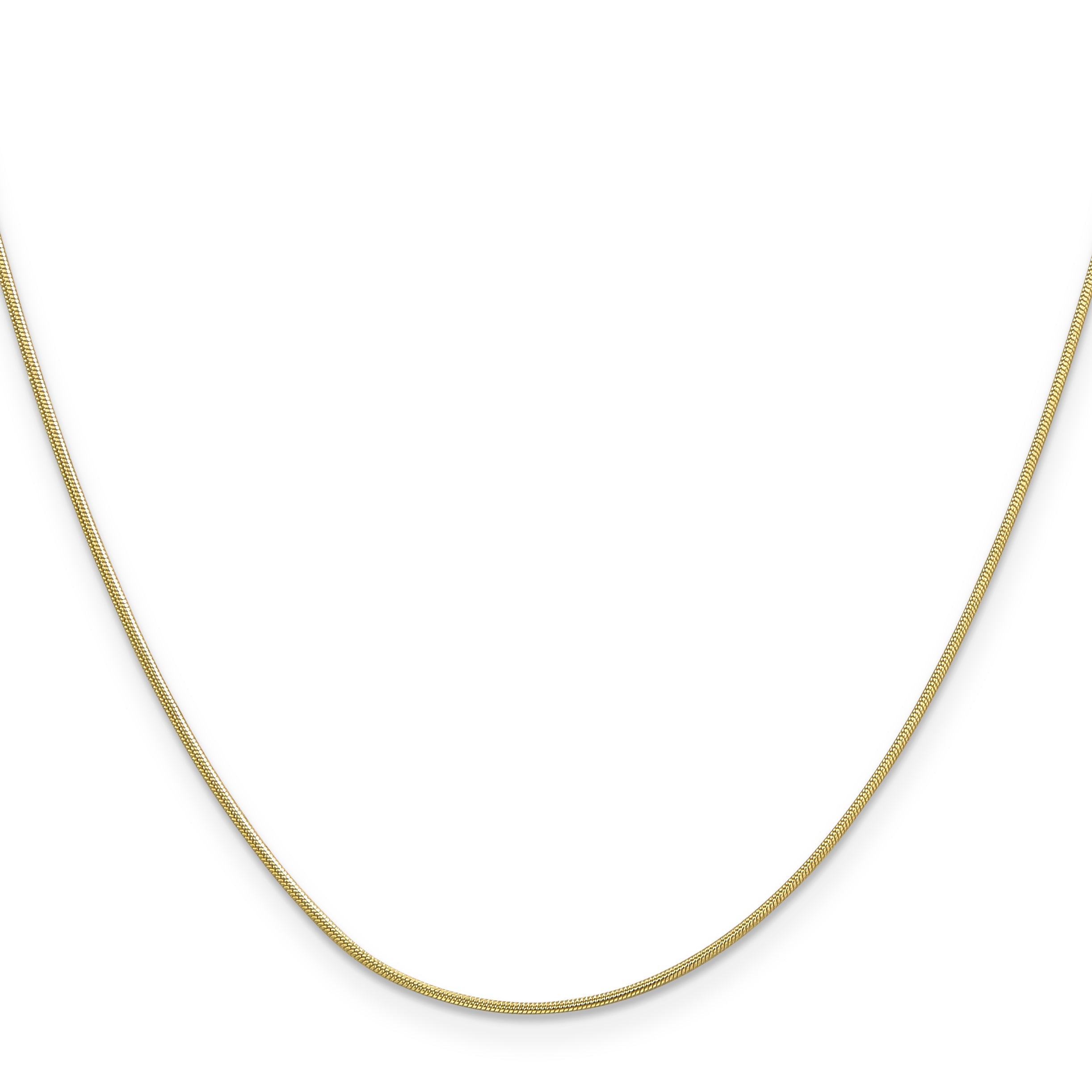 16 Inch 10K Yellow Gold .9mm Round Snake Chain Necklace