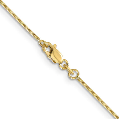 16 Inch 10K Yellow Gold .9mm Round Snake Chain Necklace