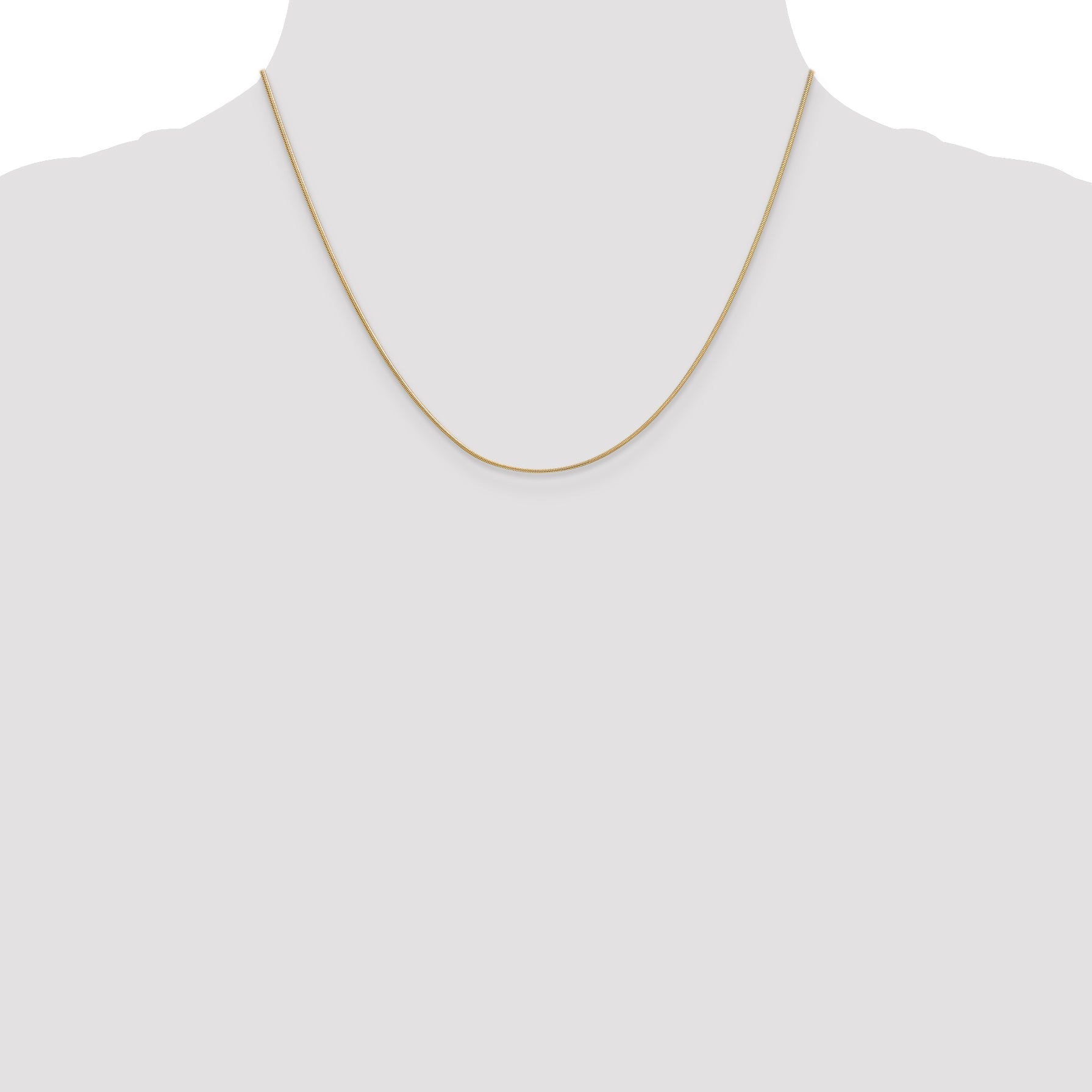 18 Inch 10K Yellow Gold .9mm Round Snake Chain Necklace