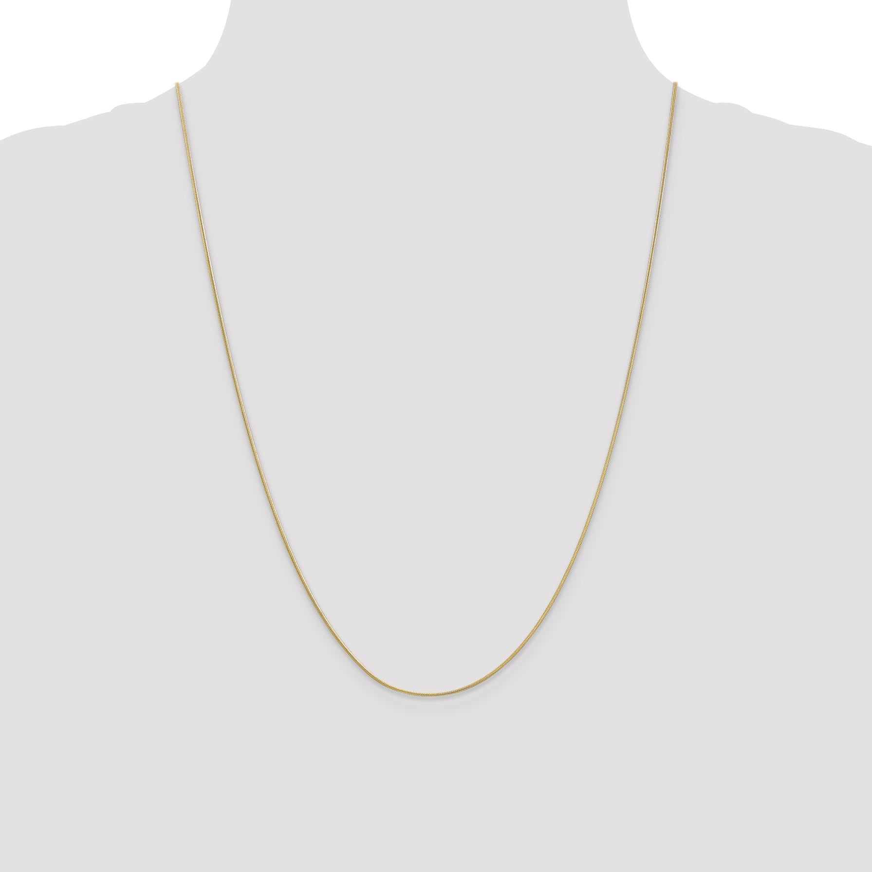 24 Inch 10K Yellow Gold .9mm Round Snake Chain Necklace
