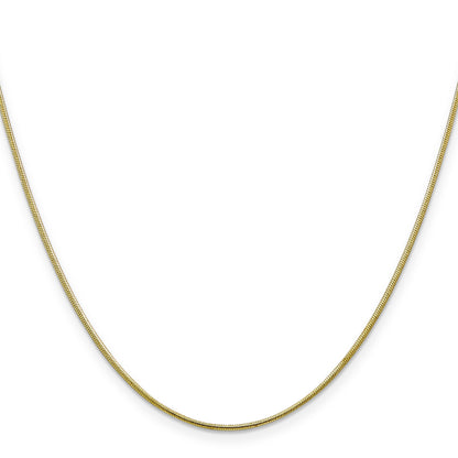 24 Inch 10K Yellow Gold 1.1mm Round Snake Chain Necklace