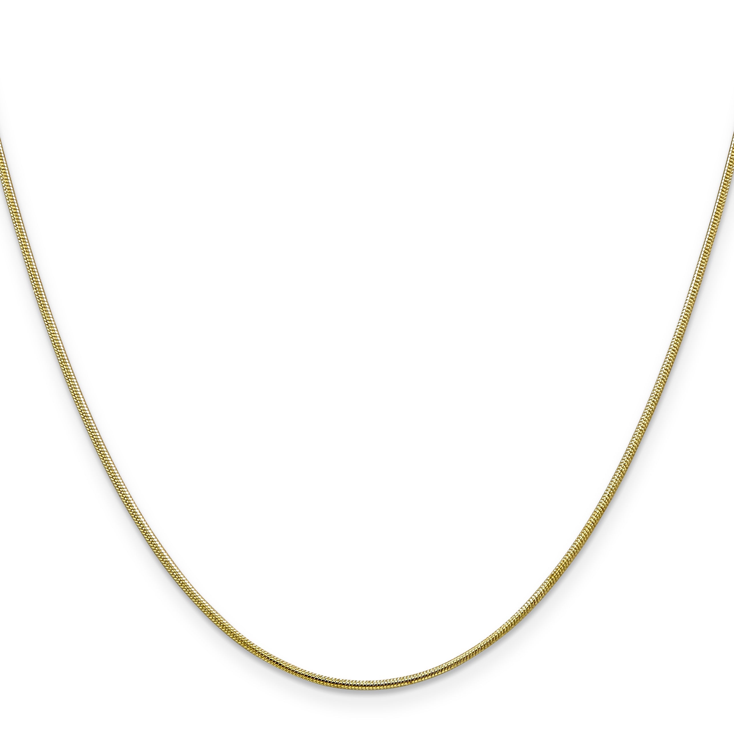 2 Inch 10K Yellow Gold 1.1mm Round Snake Chain Necklace