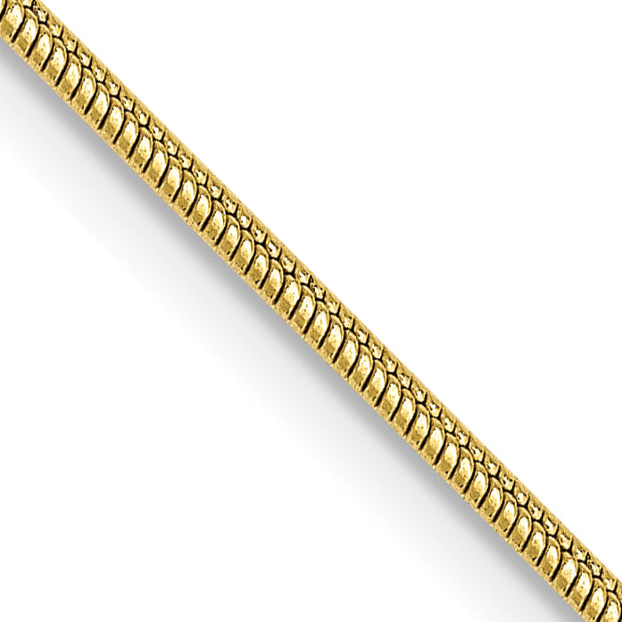 2 Inch 10K Yellow Gold 1.1mm Round Snake Chain Necklace