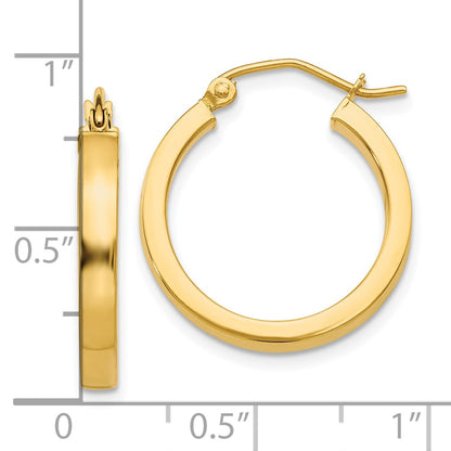 10K Yellow Gold 2X3mm Square Tube Hoops