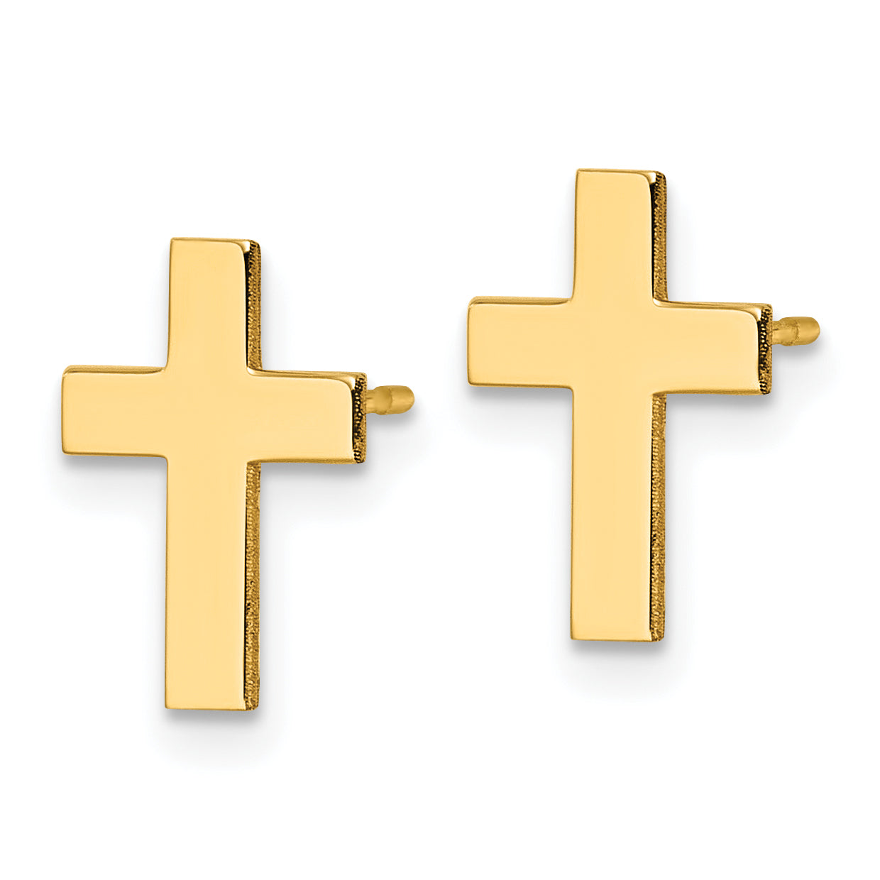10K Yellow Gold Polished Cross Earrings