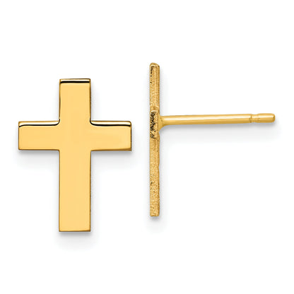 10K Yellow Gold Polished Cross Earrings