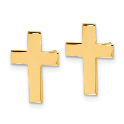 10K Yellow Gold Polished Cross Earrings