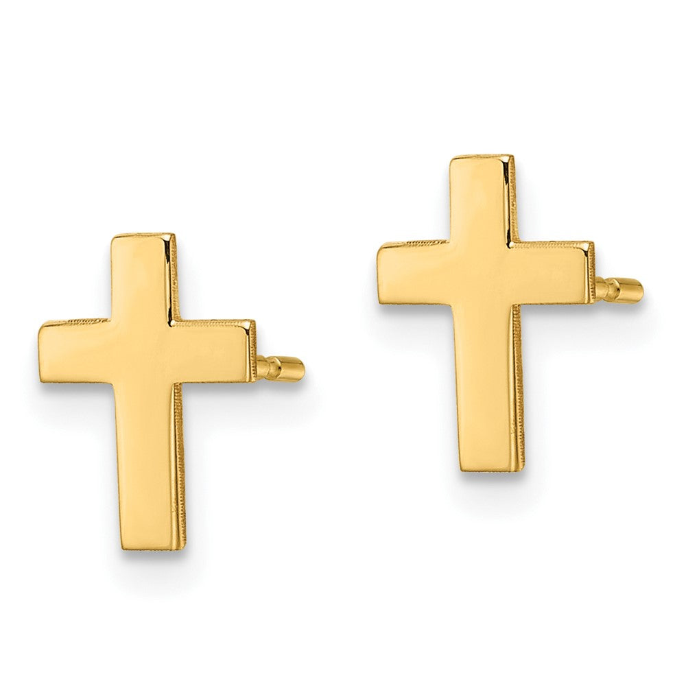 10K Yellow Gold Polished Cross Earrings